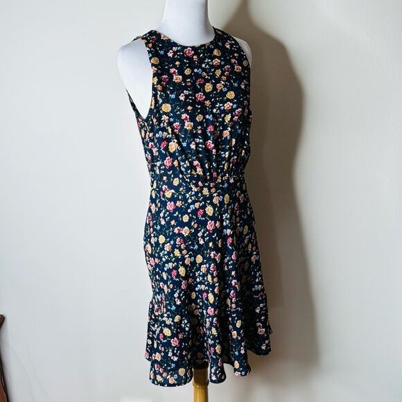 J. Crew Mercantile Navy Vintage Floral Ruched Waist Midi Dress - Picture 3 of 8